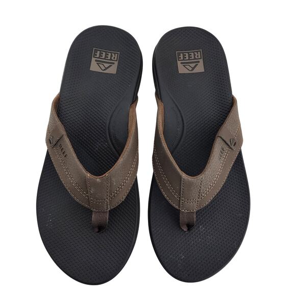 REEF Mens Cushion Spring 2.0 Flip Flop Sandals Thong Size 10 Brown Faux Leather main image 13